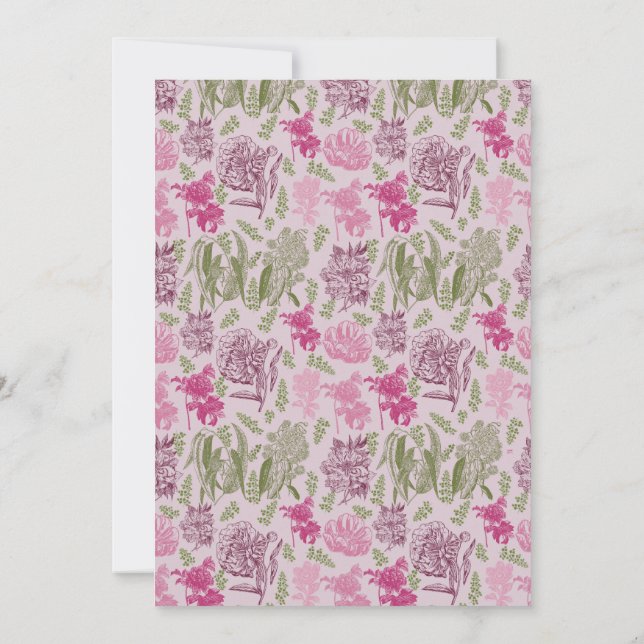 Botanical Peony Eucalyptus Girl Baby Shower  Invitation (Back)