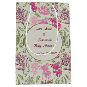 Botanical Peony Eucalyptus Girl Baby Shower Medium Gift Bag