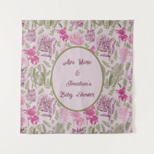 Botanical Peony Eucalyptus Girl Baby Shower Tapestry