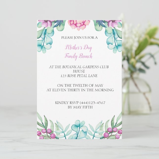 Botanical Peony Mother's Day Event Party Invitation (Standing Front)