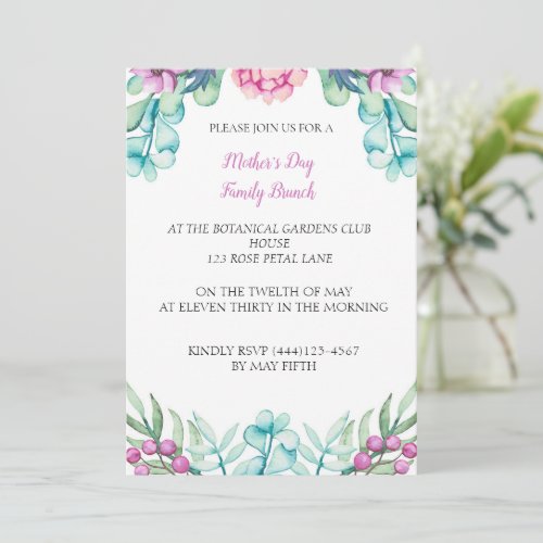 Botanical Peony Mothers Day Event Party Invitation