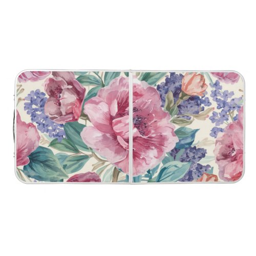 Botanical Peony Watercolor Lavender Blooms Floral Beer Pong Table
