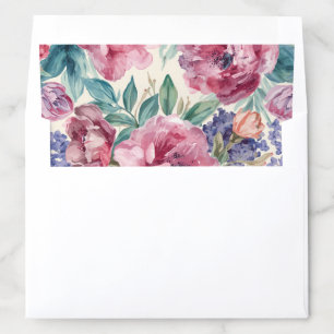 Botanical Peony Watercolor Lavender Blooms Floral Envelope Liner