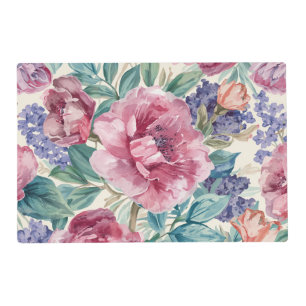 Botanical Peony Watercolor Lavender Blooms Floral Placemat