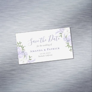 Botanical Periwinkle Watercolor Save The Date Business Card Magnet