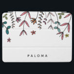 Botanical Personalized Name Modern Illustrated iPad Air Cover<br><div class="desc">Illustrated,  modern floral pattern outlined in black with a personalized name in a modern font. Part of a collection from Parcel Studios.</div>