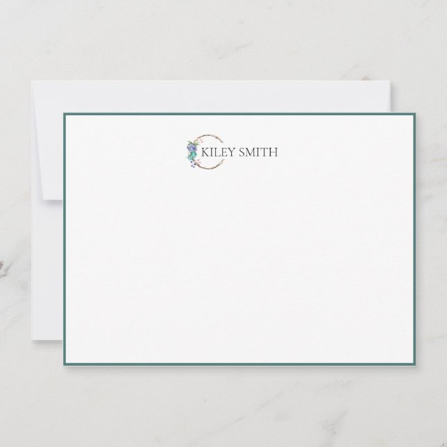 Botanical Personalized Stationery Elegant Modern Thank You Card (Front)