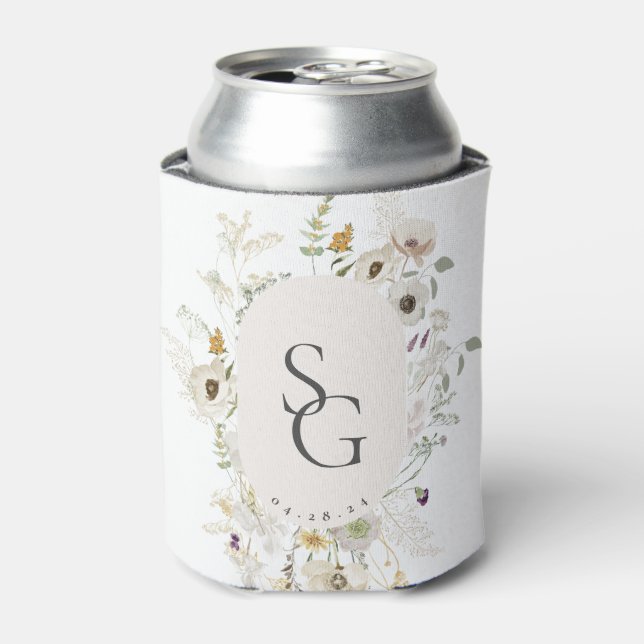 Botanical Personalized Wedding Can Cooler (Can Front)