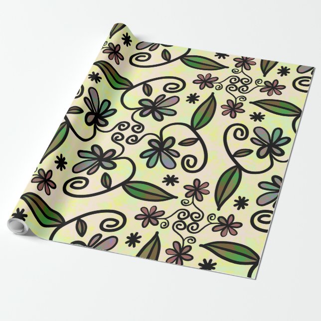 botanical petals wrapping paper (Unrolled)