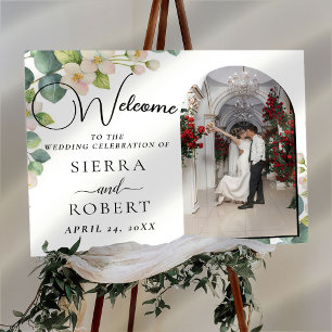 Botanical Photo Calligraphy Wedding Welcome Sign