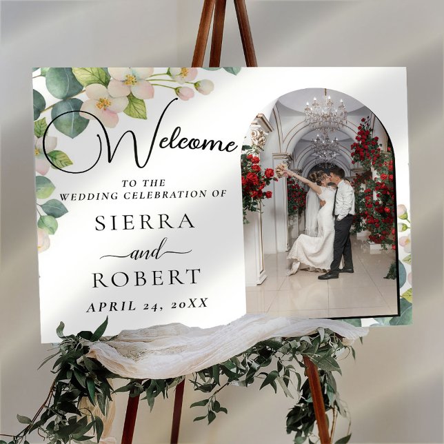 Botanical Photo Calligraphy Wedding Welcome Sign (Creator Uploaded)
