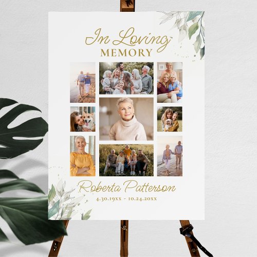 Botanical Photo Collage Funeral Memorial Welcome Foam Board