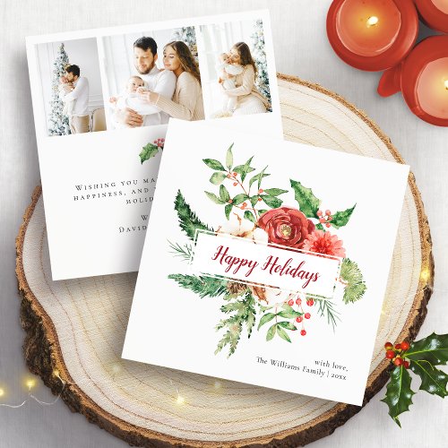 Botanical Photo Happy Holidays Card