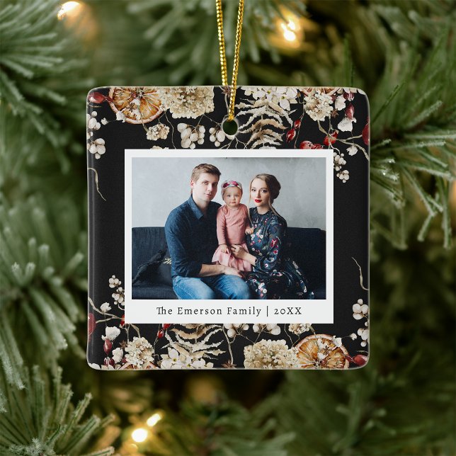 Botanical Photo Ornament (Black Rustic Boho Botanical Photo Ornament
)