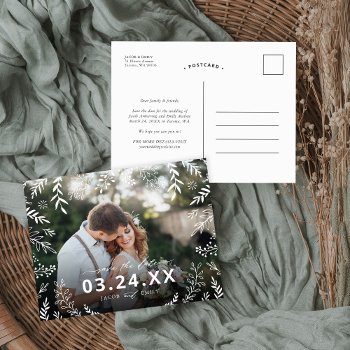 Botanical Photo Overlay Save The Date Announcement Postcard by rileyandzoe at Zazzle