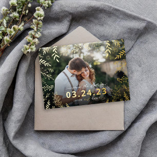 Botanical Photo Overlay Save the Date Foil Invitat Invitation