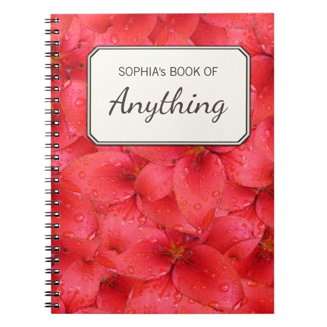 Botanical Photo Red Garden Lilies Personalized Notebook (Front)