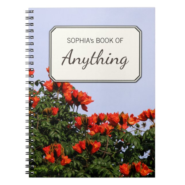 Botanical Photo Tropical Tulip Tree Personalized Notebook (Front)
