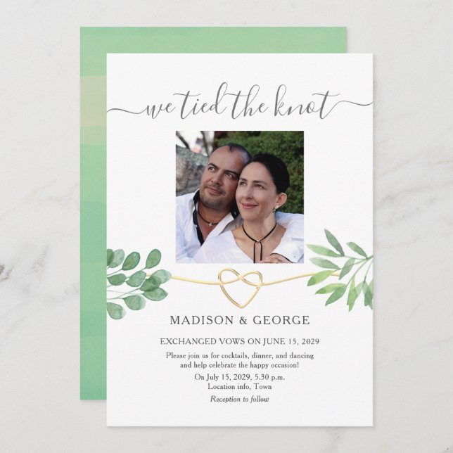 Botanical Photo Wedding Reception  Invitation (Front/Back)