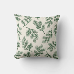 Botanical Pinecone Christmas Throw Pillow