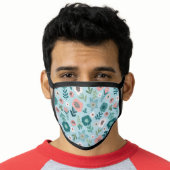 Botanical Pink And Blue Spring Garden Floral Face Mask (Worn Him)