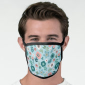 Botanical Pink And Blue Spring Garden Floral Face Mask (Worn Him)