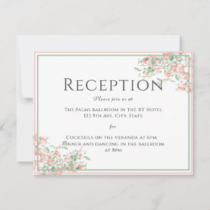 Botanical Pink and Green Boho Reception Card