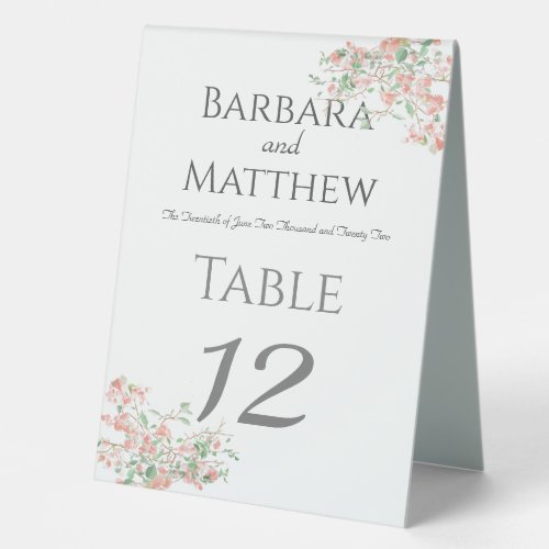 Botanical Pink and Green Boho Table Tent Sign