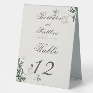 Botanical Pink Blossom with Butterfly Elegant Table Tent