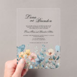 Botanical pink blue spring wildflowers wedding  acrylic invitations