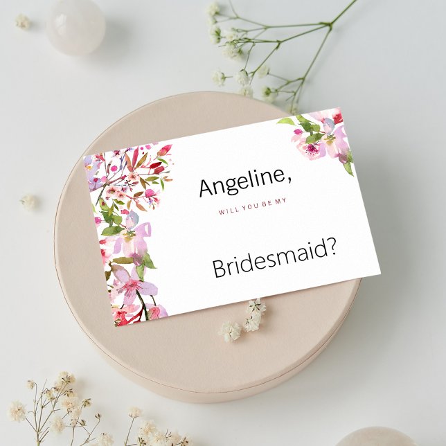 Botanical pink cherry blossom summer Bridesmaid Invitation (Botanical pink cherry blossom summer Bridesmaid )