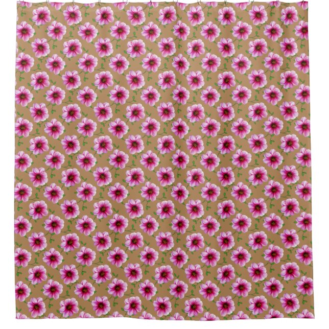 Botanical Pink Dahlia Flower on any Color Shower Curtain (Front)