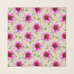 Botanical Pink Dahlia Garden Flower Scarf