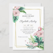 Botanical Pink Flamingo Floral Baby Shower Brunch Invitation (Front)