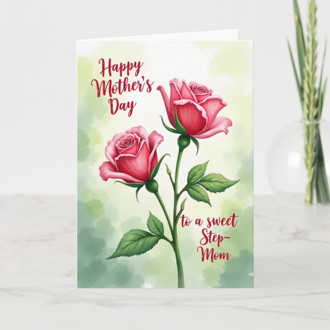 Botanical Pink Floral Blooms Card (Front)