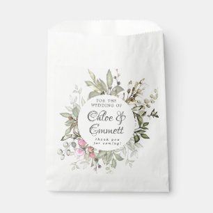 Botanical Pink Floral Wedding Thank You Favor Bag