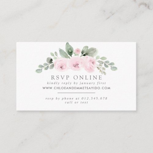 Botanical Pink Floral Wedding Website RSVP Enclosure Card