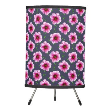Botanical Pink Flower On Any Color Tripod Lamp by KreaturFlora at Zazzle