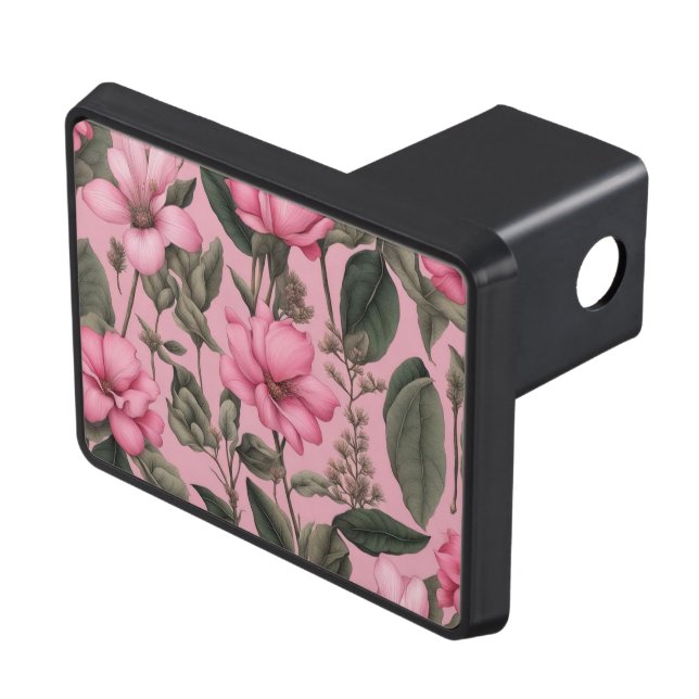 Botanical pink flowers pattern hitch cover (Top Right)