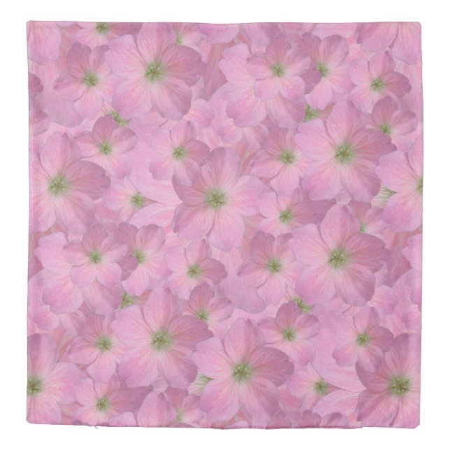Botanical Pink Geranium Duvet Cover (Back)