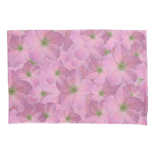 Botanical Pink Geranium  Pillow Case (Front)