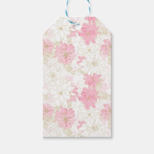 Botanical Pink Gold Flowers Gift Tags