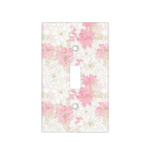 Botanical Pink Gold Flowers Light Switch Cover