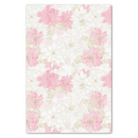 Pink flowers Botanical White Design Wrapping Paper by NdesignTrend