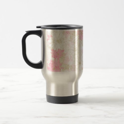 Botanical Pink Gold Flowers Travel Mug