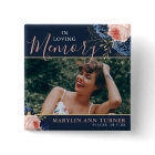 Botanical Pink & Navy Florals Elegant Memorial