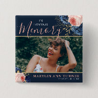 Botanical Pink & Navy Florals Elegant Memorial