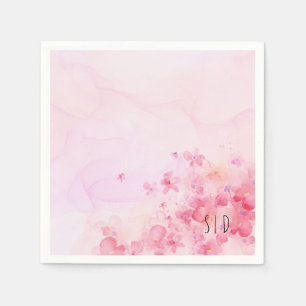 Botanical pink orange watercolor flower napkins