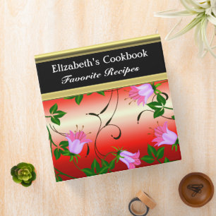 Botanical pink orchids recipe cookbook binder