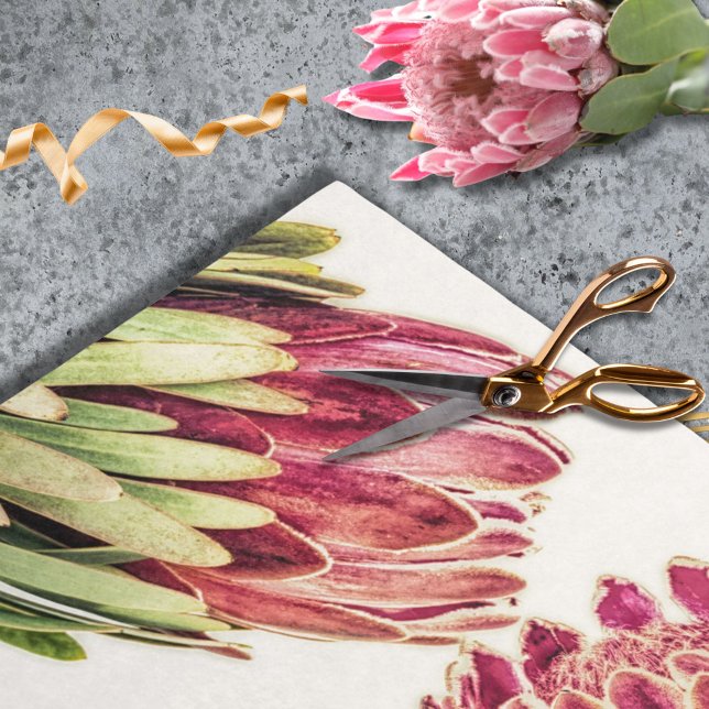 Botanical Pink Protea Floral Favor Packaging Tissue Paper (Creator Uploaded)